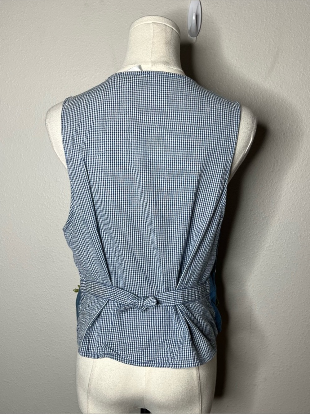 90s Vintage Garden Embroidered Denim Button Front Vest Artsy Boho Cottagecore - Picture 2 of 9